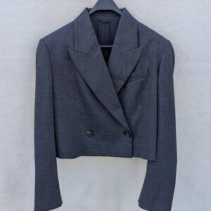 Brunello Cucinelli Anthracite Wool Monili Cropped Spencer Jacket (IT 42)